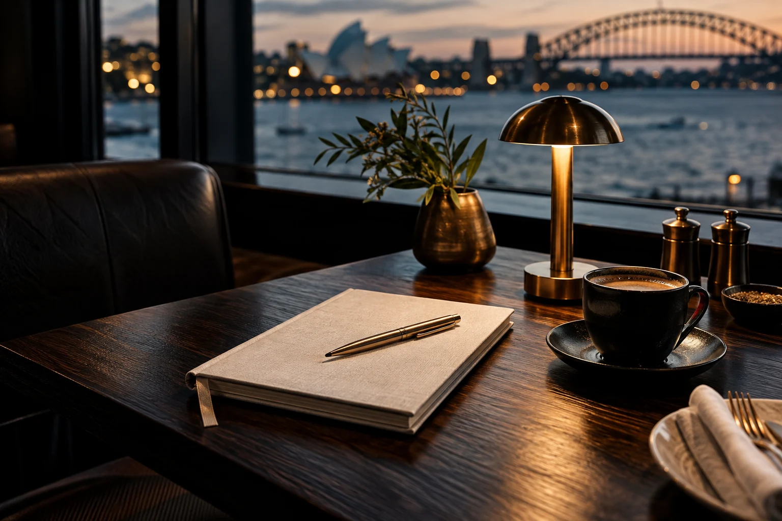 Editorial still life of an ivory linen notebook